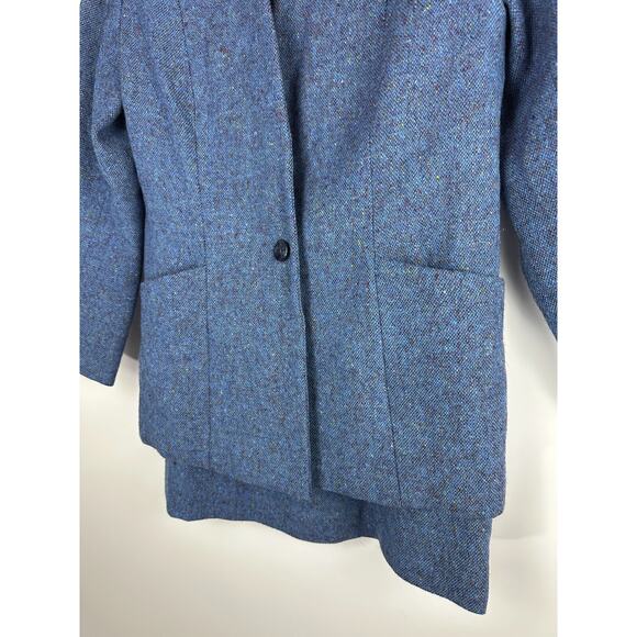 Donegal Wool Handwoven Made in Ireland Tweed Blazer & Skirt Set Blue No Size - Picture 6 of 14